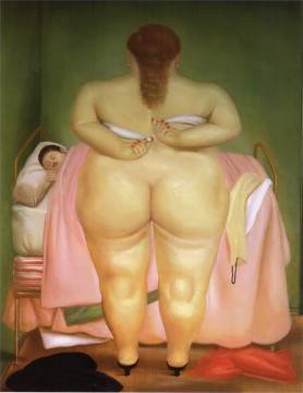 Fernando Botero Painting - Mujer grapando su sujetador Fernando Botero
